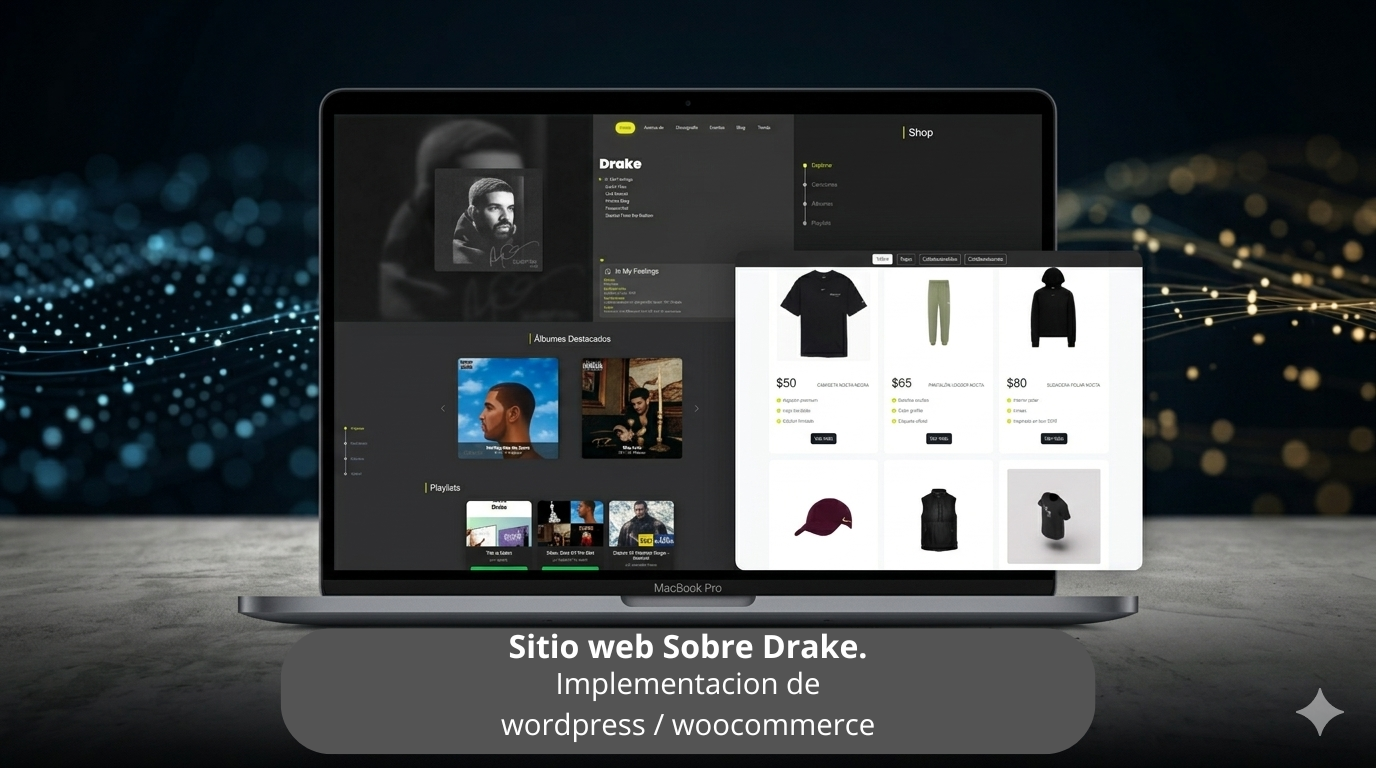 Portada del proyecto Drake Experience — ecommerce temático en WordPress